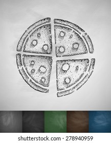 pizza icon. Hand drawn vector illustration. Chalkboard Design