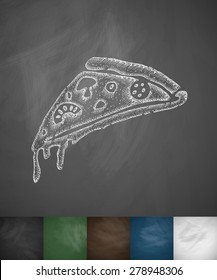 pizza icon. Hand drawn vector illustration. Chalkboard Design