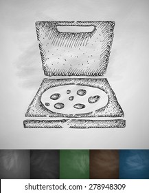 pizza icon. Hand drawn vector illustration. Chalkboard Design