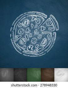 pizza icon. Hand drawn vector illustration. Chalkboard Design