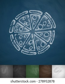 pizza icon. Hand drawn vector illustration. Chalkboard Design
