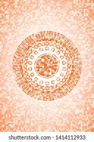 pizza icon inside abstract orange mosaic emblem