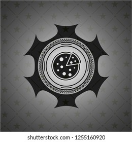 pizza icon inside black emblem. Vintage.