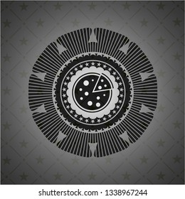 pizza icon inside black emblem. Vintage.