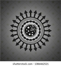 pizza icon inside black emblem. Vintage.
