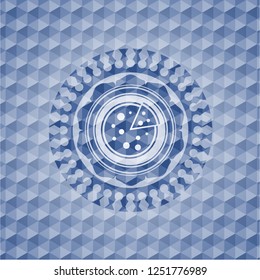 pizza icon inside blue hexagon emblem.
