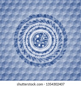 pizza icon inside blue hexagon emblem.