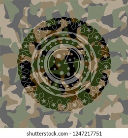 pizza icon inside camouflage emblem