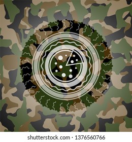 pizza icon inside camouflaged emblem