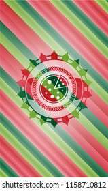 pizza icon inside christmas badge.