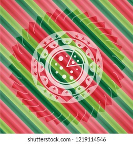 pizza icon inside christmas badge.