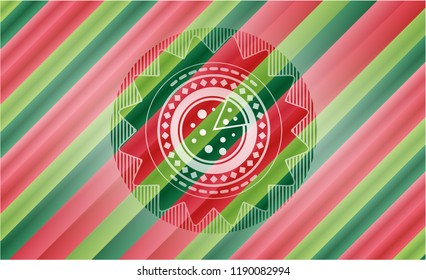 pizza icon inside christmas emblem background.