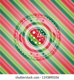 pizza icon inside christmas emblem.