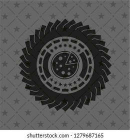 pizza icon inside dark badge or emblem
