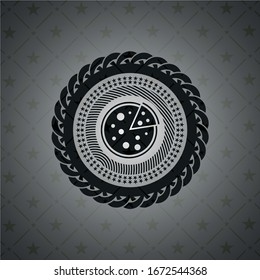 pizza icon inside dark badge or emblem