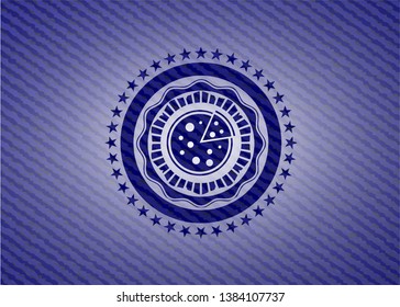 pizza icon inside emblem with denim high quality background