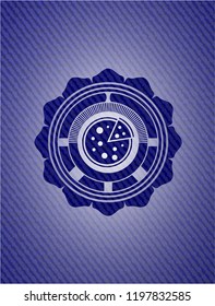 pizza icon inside emblem with jean high quality background