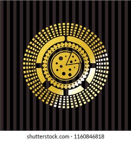 pizza icon inside gold emblem