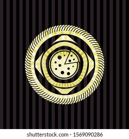 pizza icon inside gold emblem or badge