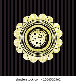 pizza icon inside gold emblem