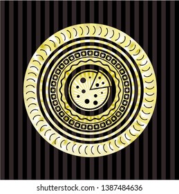 pizza icon inside gold shiny badge