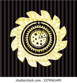 pizza icon inside golden emblem