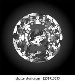 pizza icon inside grey camouflage texture