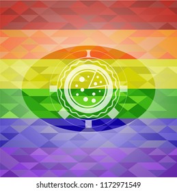 pizza icon inside lgbt colors emblem 