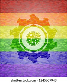 pizza icon inside lgbt colors emblem 