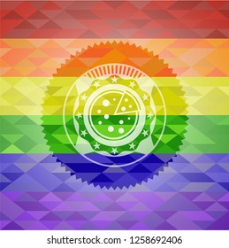 pizza icon inside lgbt colors emblem 