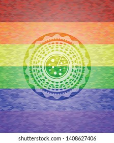 pizza icon inside lgbt colors emblem 