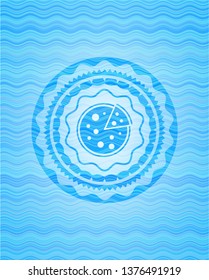 pizza icon inside light blue water emblem.