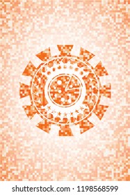 pizza icon inside orange mosaic emblem