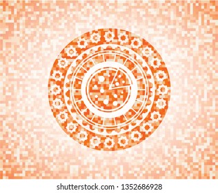 pizza icon inside orange mosaic emblem