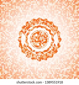 pizza icon inside orange mosaic emblem