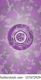 pizza icon inside pink camo emblem