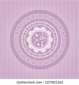 pizza icon inside pink icon or emblem