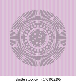 pizza icon inside pink emblem. Vintage.