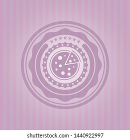 pizza icon inside pink emblem. Vintage.