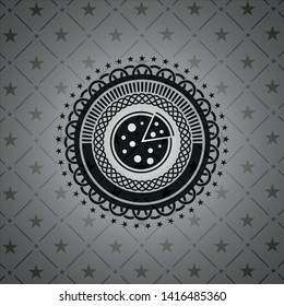 pizza icon inside realistic dark emblem