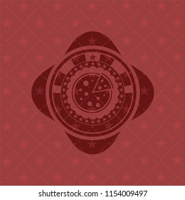 pizza icon inside red emblem. Vintage.