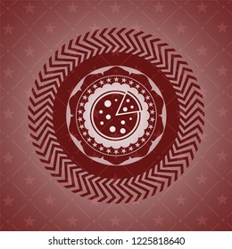 pizza icon inside red emblem. Vintage.