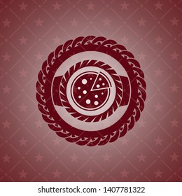 pizza icon inside red emblem. Retro