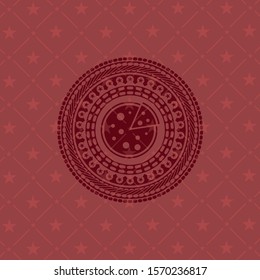 pizza icon inside red emblem. Retro