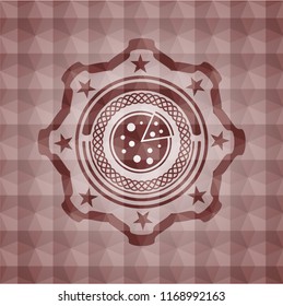 pizza icon inside red geometric emblem. Seamless.