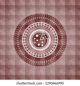 pizza icon inside red geometric pattern emblem. Seamless.