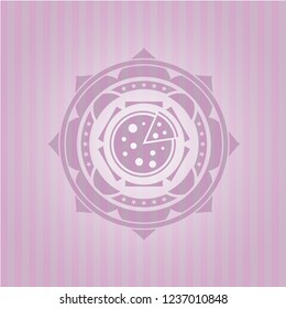 pizza icon inside retro pink emblem