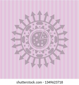 pizza icon inside retro pink emblem