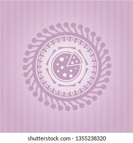 pizza icon inside retro pink emblem