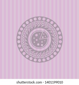pizza icon inside retro pink emblem